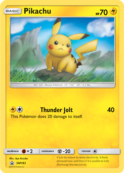 Carte Pokémon Pikachu SM183 de la série Promos Soleil et Lune en vente au meilleur prix