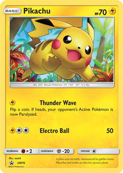Promo Pokémon card Pikachu SM76 from Sun and Moon Promos expansion