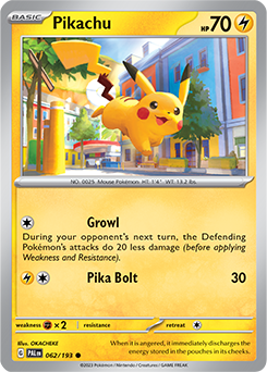 Common Pokémon card Pikachu 062/193 from Paldea Evolved expansion