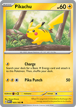 Common Pokémon card Pikachu 25/165 from 151 expansion