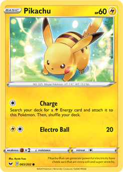 Common Pokémon card Pikachu 65/202 from Sword & Shield expansion