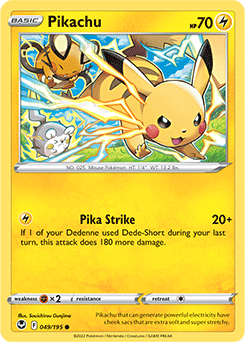 Common Pokémon card Pikachu 049/195 from Silver Tempest expansion