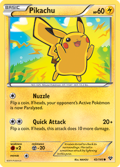 Common Pokémon card Pikachu 42/146 from X&Y expansion