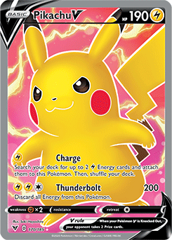 Full Art Pokémon Pokémon card Pikachu V 170/185 from Vivid Voltage expansion