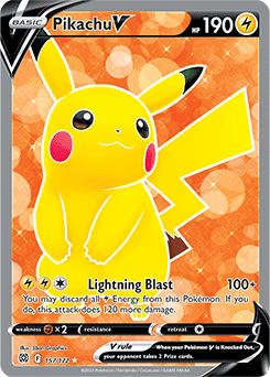 Full Art V Pokémon card Pikachu V 157/172 from Brilliant Stars expansion