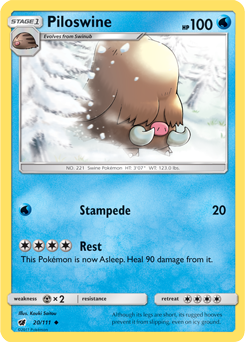 Uncommon Pokémon card Piloswine 20/111 from Crimson Invasion expansion