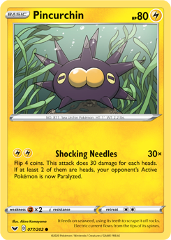 Pincurchin 77/202 Pokémon card from Sword & Shield for sale at best price