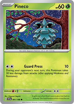 Common Pokémon card Pineco 001/198 from Scarlet & Violet expansion