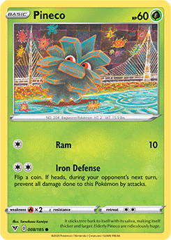Common Pokémon card Pineco 008/185 from Vivid Voltage expansion