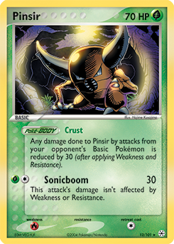 Rare Holo Pokémon card Pinsir 13/101 from Ex Hidden Legends expansion