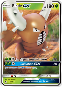 Pokémon GX Pokémon card Pinsir GX 6/68 from Hidden Fates expansion