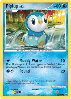 Common Pokémon card Piplup 85/127 from Platinuim expansion