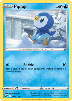 Common Pokémon card Piplup 035/172 from Brilliant Stars expansion