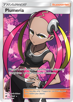 Full Art Trainer Pokémon card Plumeria 145/147 from Burning Shadows expansion