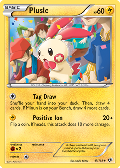 Uncommon Pokémon card Plusle 47/113 from Legendary Treasures expansion
