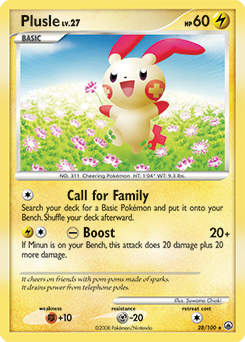 Rare Pokémon card Plusle 28/100 from Majestic Dawn expansion