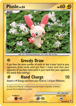 Uncommon Pokémon card Plusle 76/147 from Supreme Victors expansion