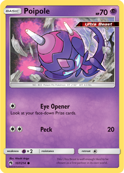 Common Pokémon card Poipole 107/214 from Lost Thunder expansion