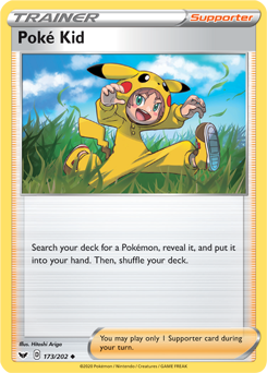 Uncommon Pokémon card Poké Kid 173/202 from Sword & Shield expansion