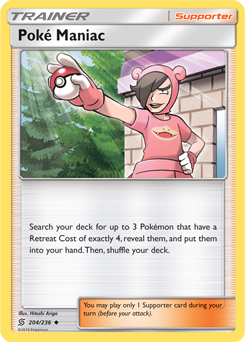Uncommon Pokémon card Poké Maniac 204/236 from Unified Minds expansion