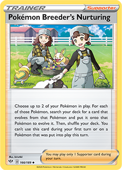 Uncommon Pokémon card Pokémon Breeder s Nurturing 166/189 from Darkness Ablaze expansion