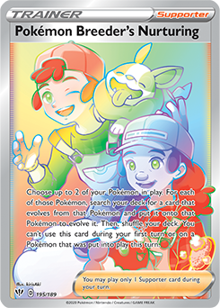 Secrète Rainbow Dresseu Pokémon card Pokémon Breeder s Nurturing 195/189 from Darkness Ablaze expansion