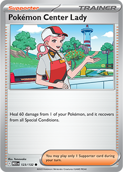 Common Pokémon card Pokémon Center Lady 123/132 from Mega Evolution expansion