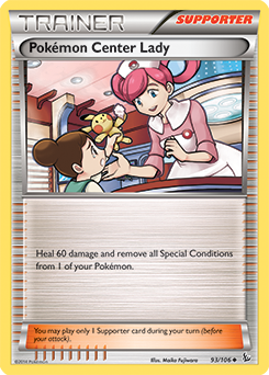 Uncommon Pokémon card Pokémon Center Lady 93/106 from Flashfire expansion
