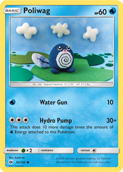 Common Pokémon card Poliwag 30/149 from Sun & Moon expansion