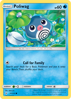 Common Pokémon card Poliwag 37/214 from Unbroken Bonds expansion