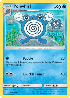 Uncommon Pokémon card Poliwhirl 38/214 from Unbroken Bonds expansion
