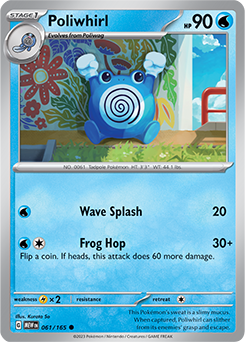 Common Pokémon card Poliwhirl 61/165 from 151 expansion
