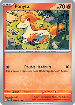Common Pokémon card Ponyta 29/182 from Destined Rivals expansion