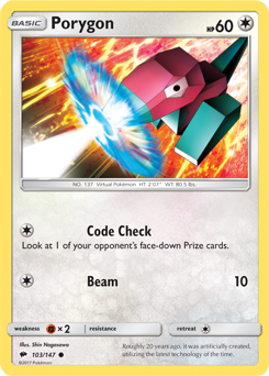 Porygon 103/147 Pokémon card from Burning Shadows for sale at best price