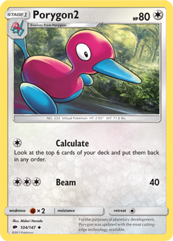 Porygon2 104/147 Pokémon card from Burning Shadows for sale at best price