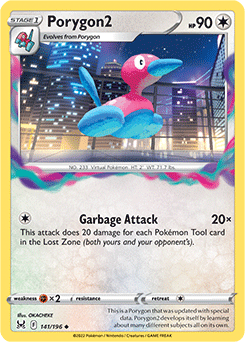 Uncommon Pokémon card Porygon2 141/196 from Lost Origin expansion