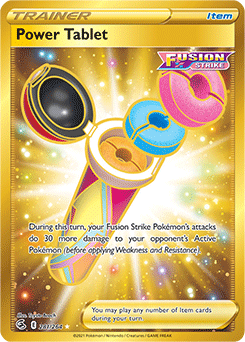 Gold Item Pokémon card Power Tablet 281/264 from Fusion Strike expansion