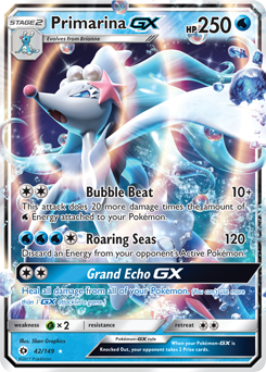 Pokémon GX Pokémon card Primarina GX 42/149 from Sun & Moon expansion
