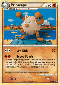 Rare Pokémon card Primeape 22/95 from Unleashed expansion