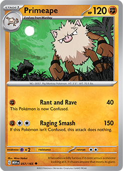 Uncommon Pokémon card Primeape 57/165 from 151 expansion