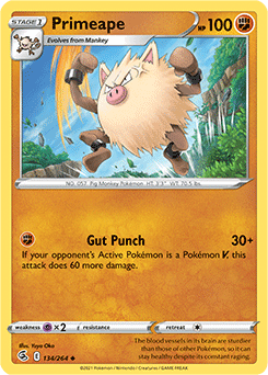Primeape 134/264 Pokémon card from Fusion Strike for sale at best price