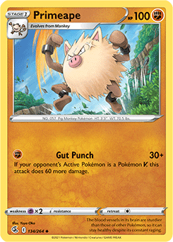 Uncommon Pokémon card Primeape 134/264 from Fusion Strike expansion