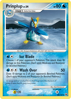 Uncommon Pokémon card Prinplup 44/100 from Majestic Dawn expansion