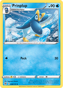 Uncommon Pokémon card Prinplup 036/172 from Brilliant Stars expansion