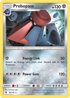 Rare Pokémon card Probopass 86/145 from Guardians Rising expansion
