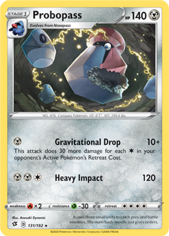 Rare Pokémon card Probopass 131/192 from Rebel Clash expansion