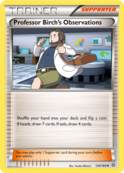 Uncommon Pokémon card Professor Birch's Observations 134/160 from Primal Clash expansion
