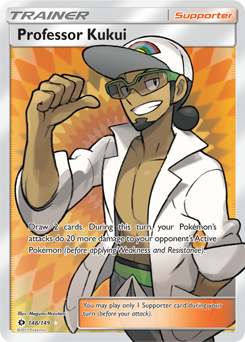 Full Art Trainer Pokémon card Professor Kukui 148/149 from Sun & Moon expansion