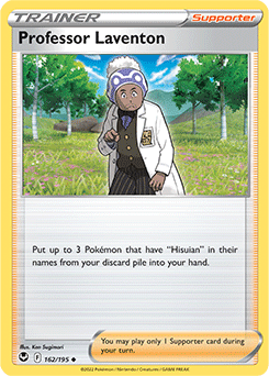 Uncommon Pokémon card Professor Laventon 162/195 from Silver Tempest expansion