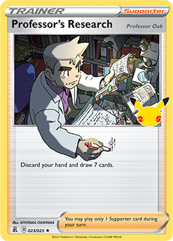 Rare Holo Pokémon card Professor's Research 23/25 from Celebrations expansion